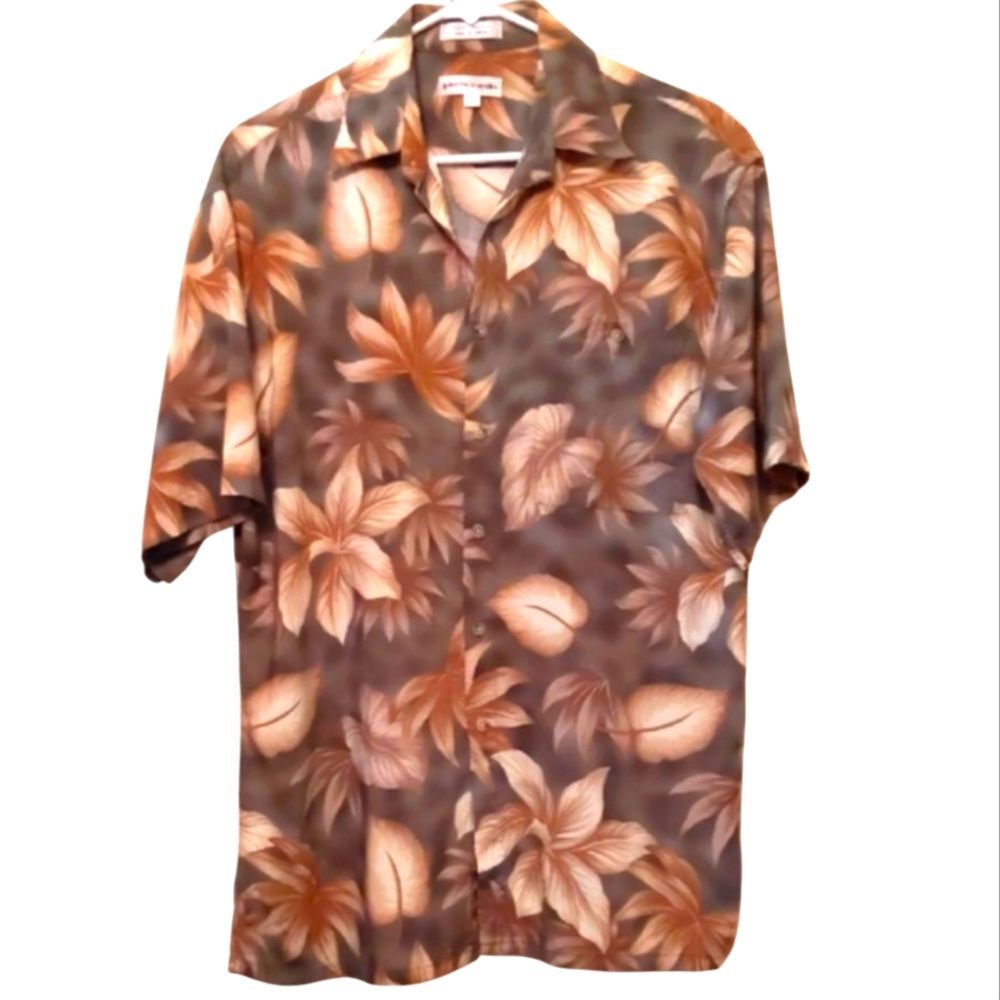Pierre Cardin Men Beach Resort Tropical Cruise Island Button Shirt Size M